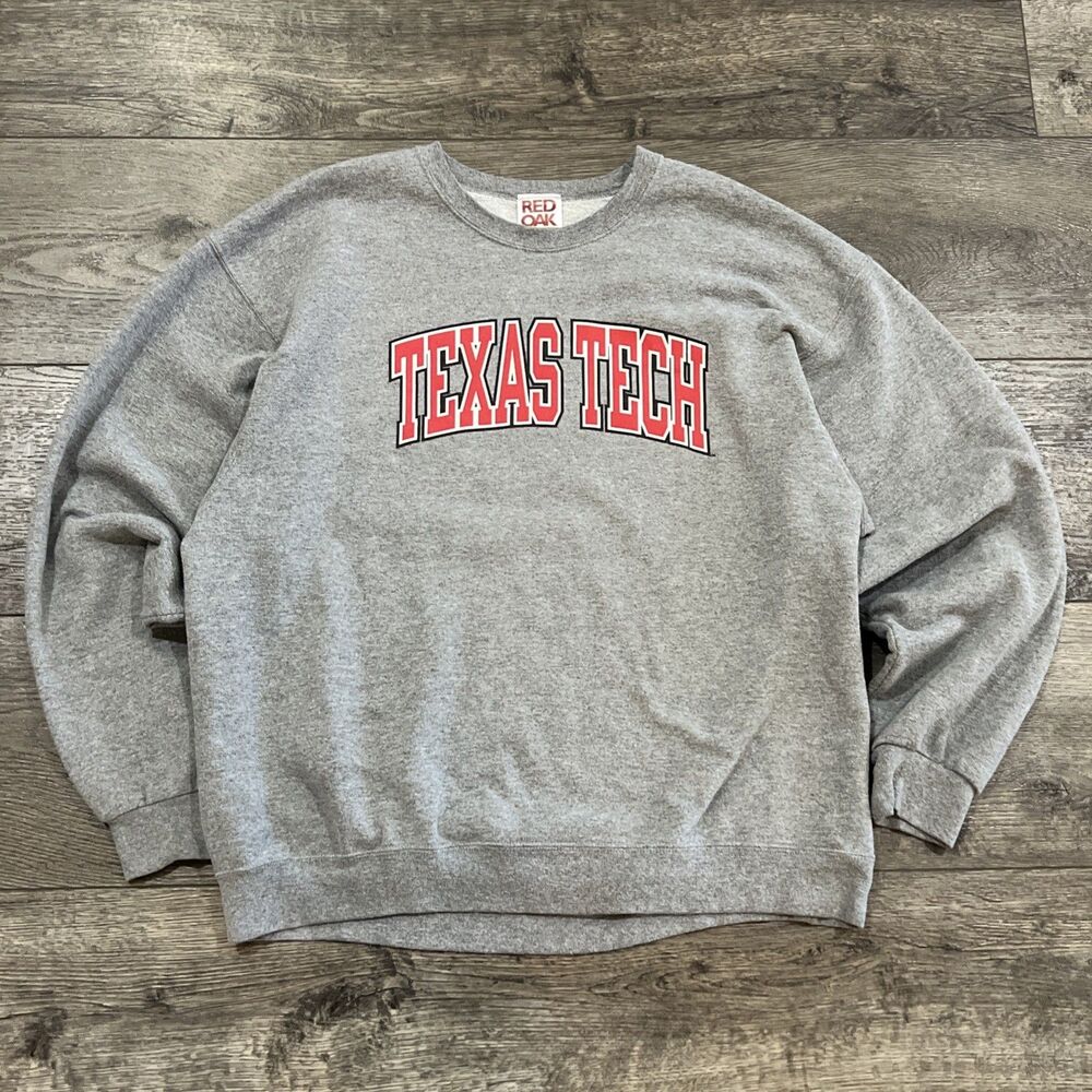 Vintage Y2K 90s Red Oak Texas Tech Gray Sweat Sweatshirt - Men’s XL
